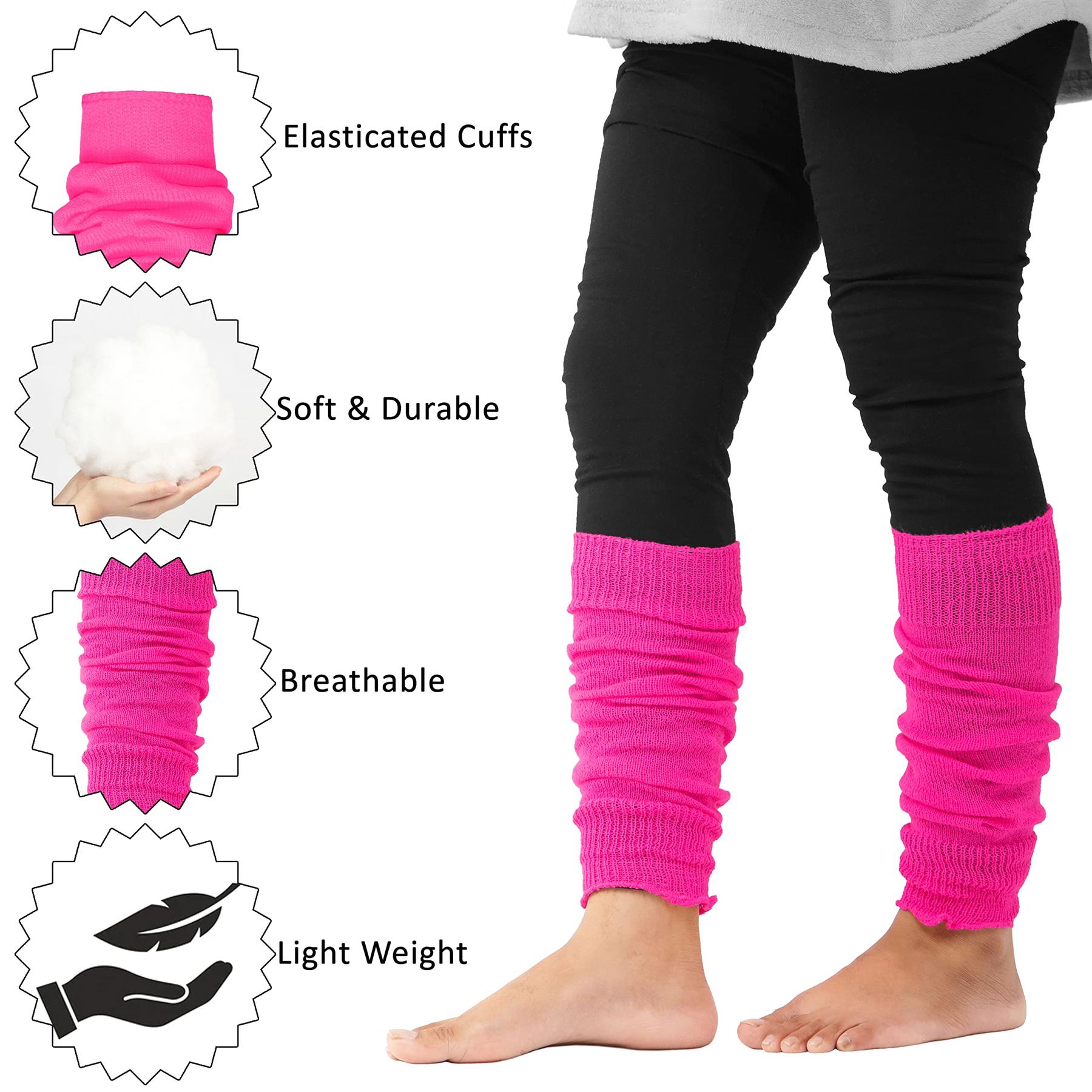 GIRLS TUTU LEG WARMERS 80’S WOMENS FANCY DRESS LADIES DANCE KNEE SOCKS ACCESSORY - Picture 17 of 31