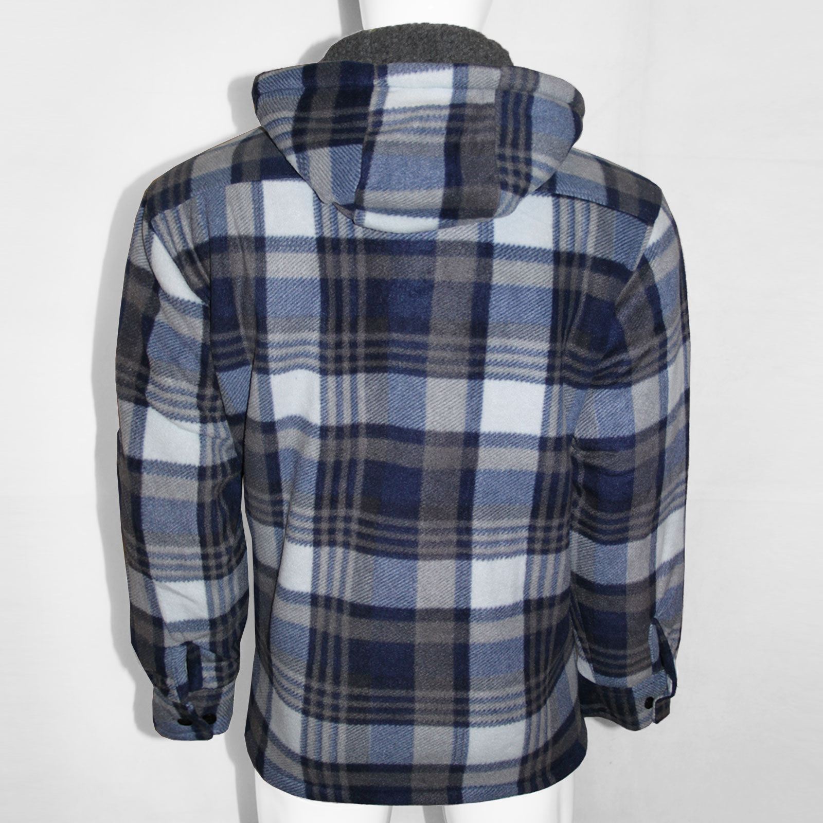 MENS FUR FLEECE LINED LUMBER JACK SHIRT PADDED SHERPA HOODIE THICK