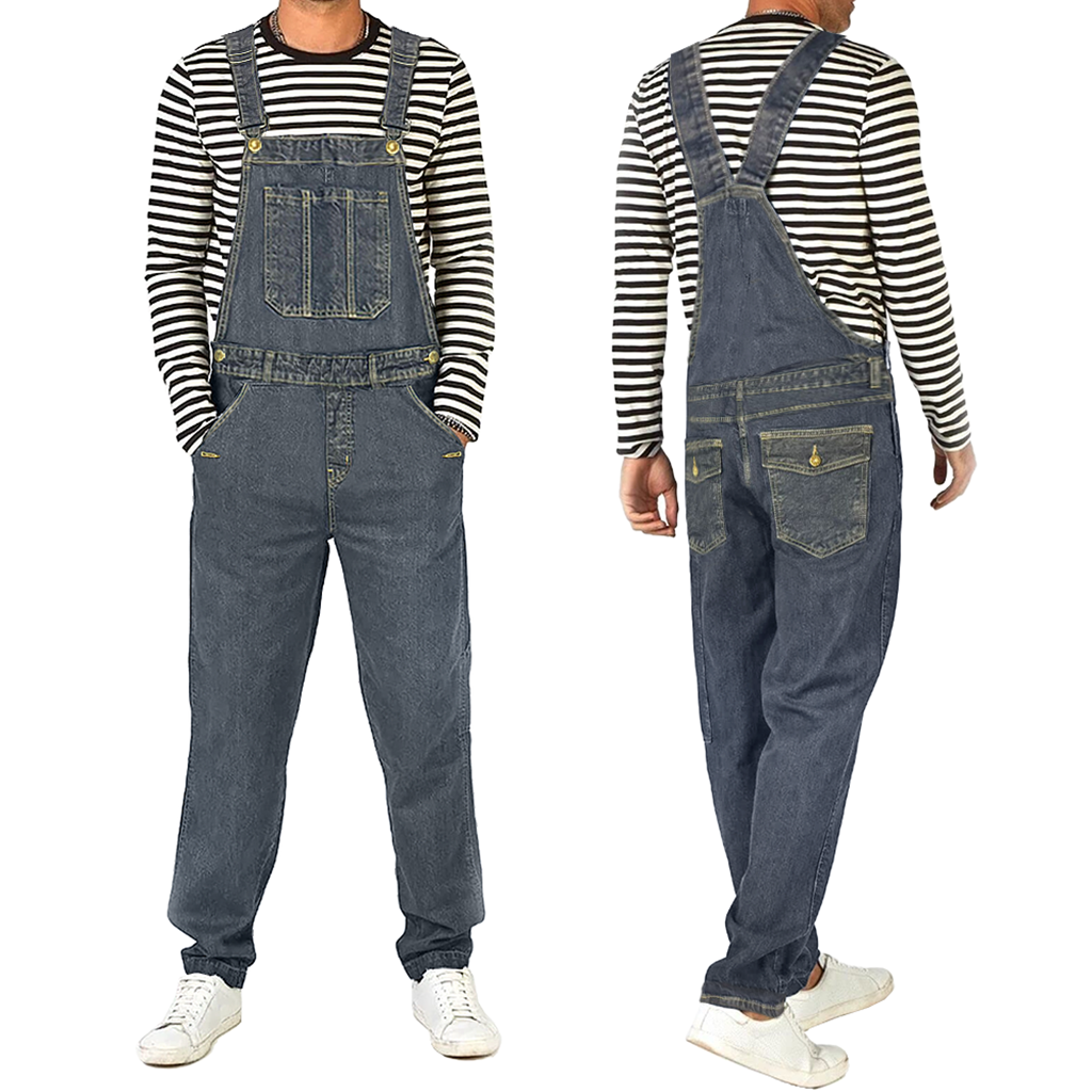 New Mens Denim Dungarees Jeans Overalls Jumpsuit Casual Work Heavy Duty Pants