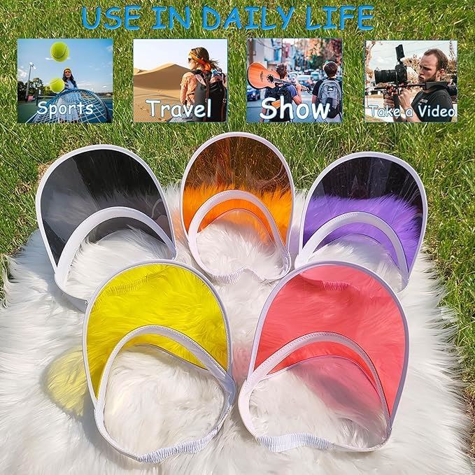 Unisex Neon Retro Sun Visor Hat Headband Cap For Golf Stag Poker Party Hats Lot - Picture 6 of 44