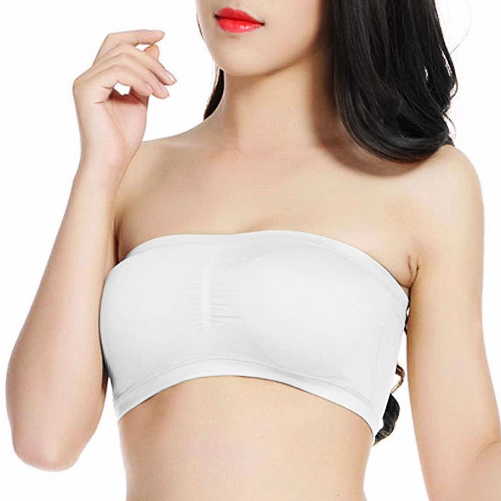 Womens Bandeau Bra Strapless Seamless Ladies Padded Bras with Removable Padding - Picture 8 of 8