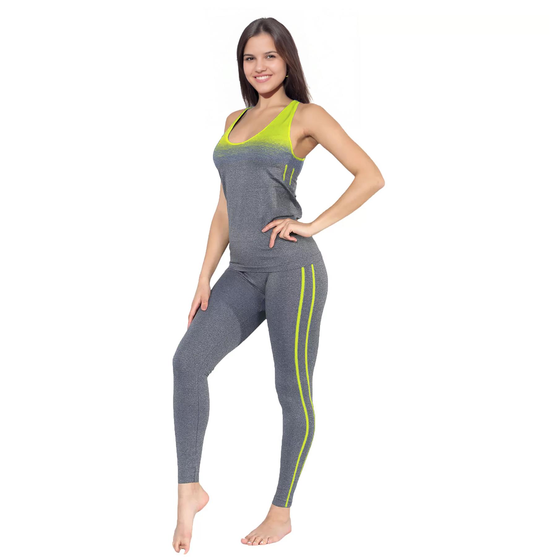 Ladies Tracksuits Gym Wear Vest Tops Leggings Exercise Fitness Yoga Fitness Suit - Picture 22 of 22