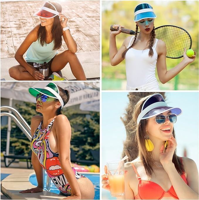 Unisex Neon Retro Sun Visor Hat Headband Cap For Golf Stag Poker Party Hats Lot - Picture 35 of 44
