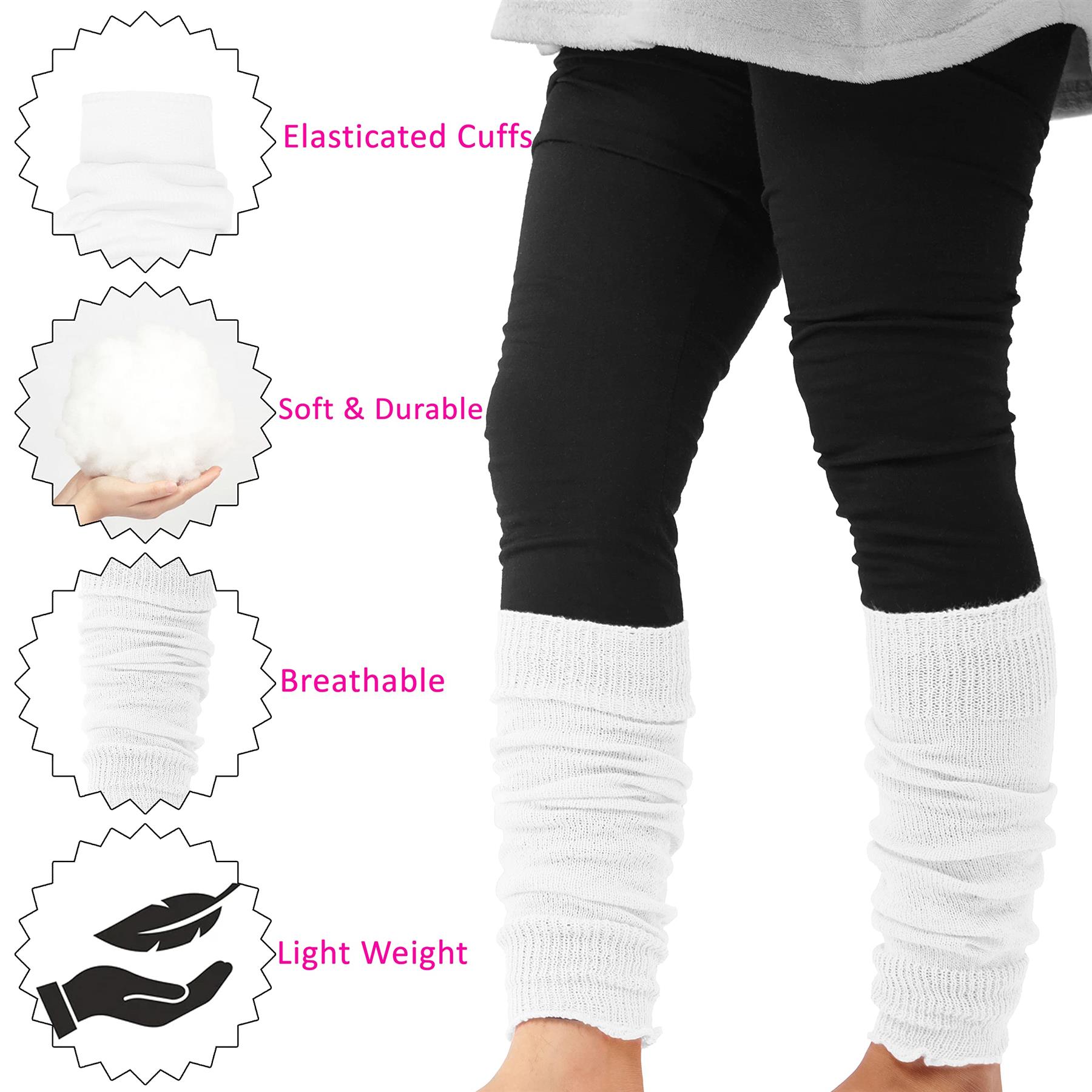 GIRLS TUTU LEG WARMERS 80’S WOMENS FANCY DRESS LADIES DANCE KNEE SOCKS ACCESSORY - Picture 27 of 31