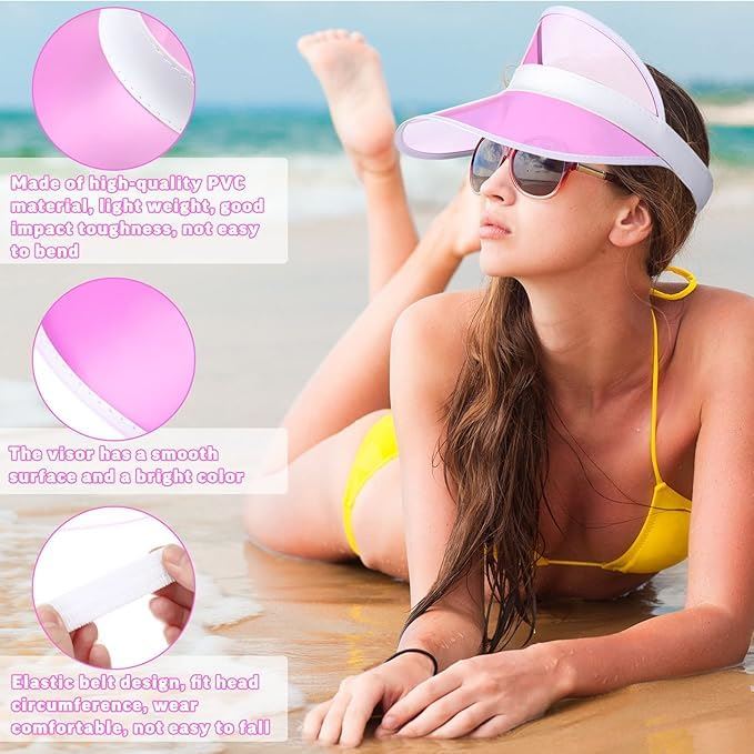 Unisex Neon Retro Sun Visor Hat Headband Cap For Golf Stag Poker Party Hats Lot - Picture 18 of 44