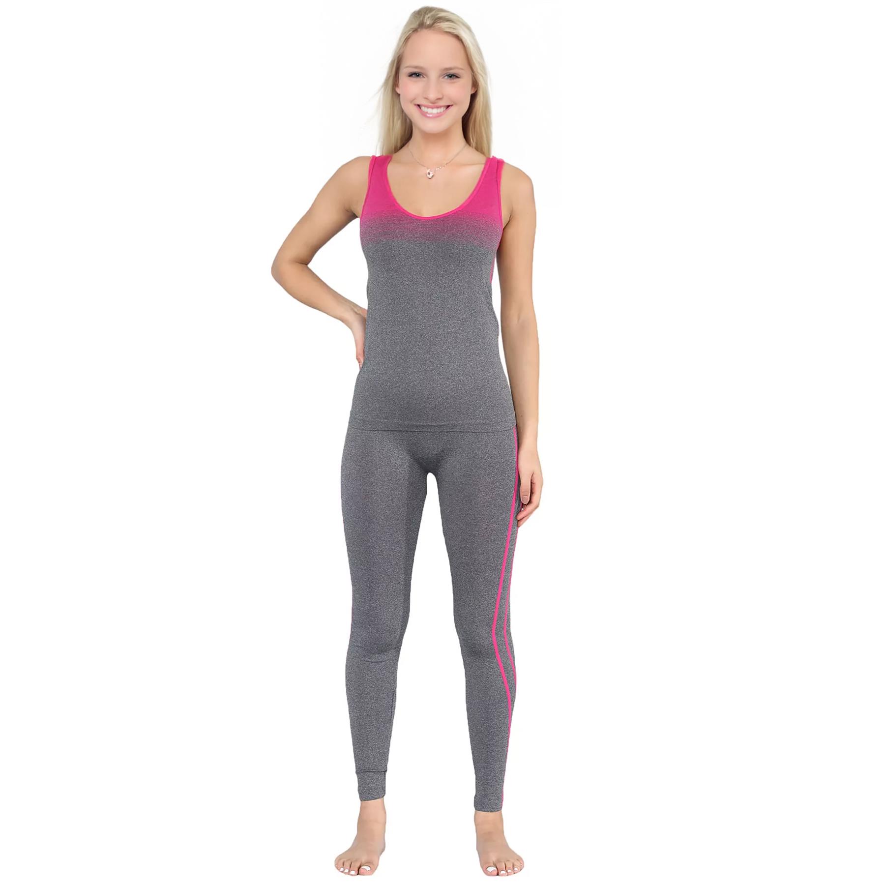Ladies Tracksuits Gym Wear Vest Tops Leggings Exercise Fitness Yoga Fitness Suit - Picture 12 of 22