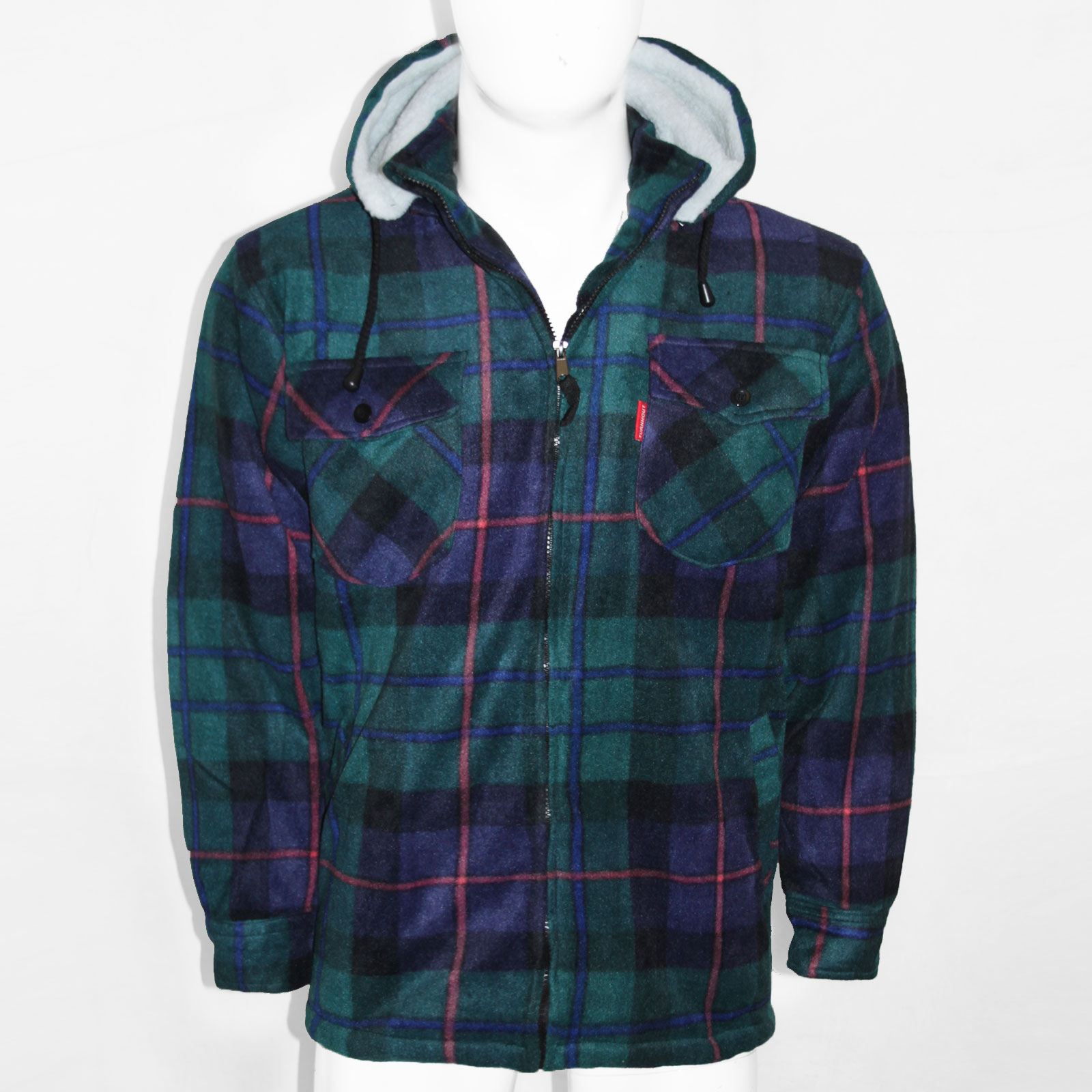 MENS LUMBER JACK HOODIE WARM WINTER TOPS PADDED FLEECE LINED SHERPA