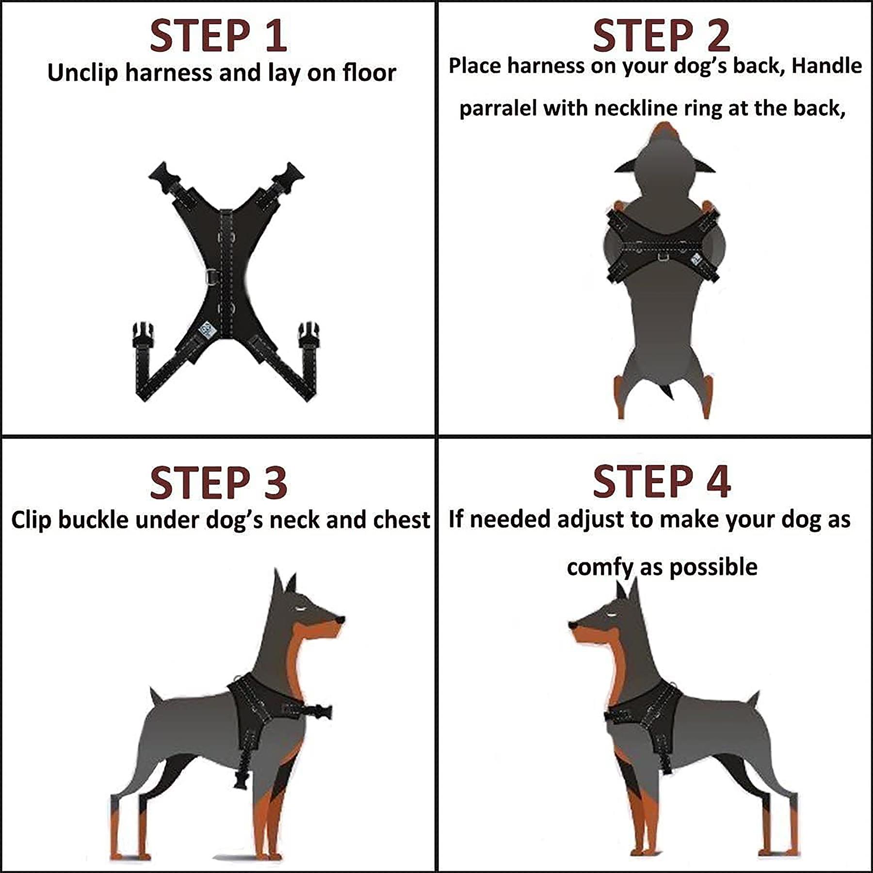Dog Harness No Pull Strong For Anti Pull Adjustable Soft Reflective Safety Vest