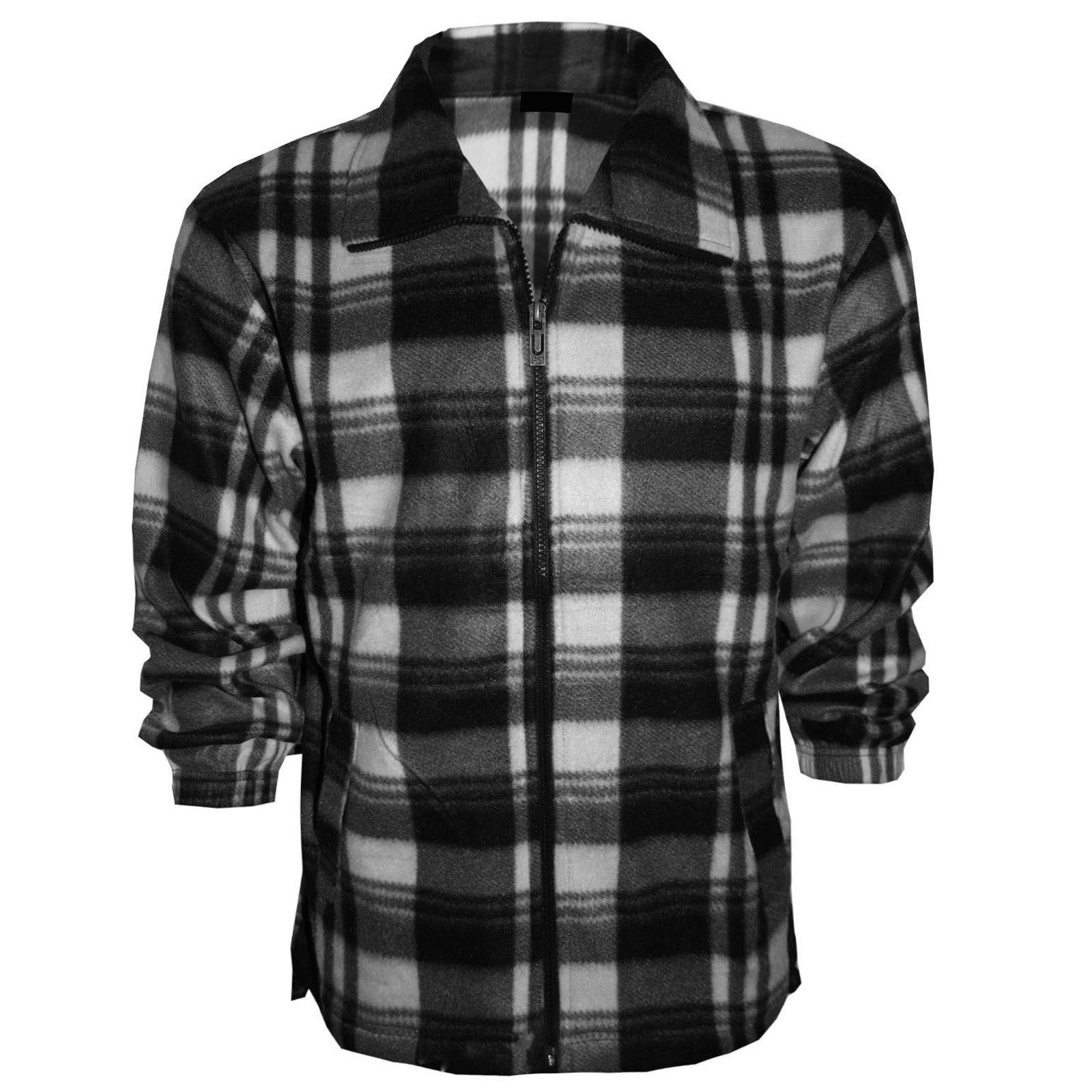 MENS FLEECE SHIRTS CHECK LUMBERJACK THERMAL FLANNEL TOPS WINTER WARM