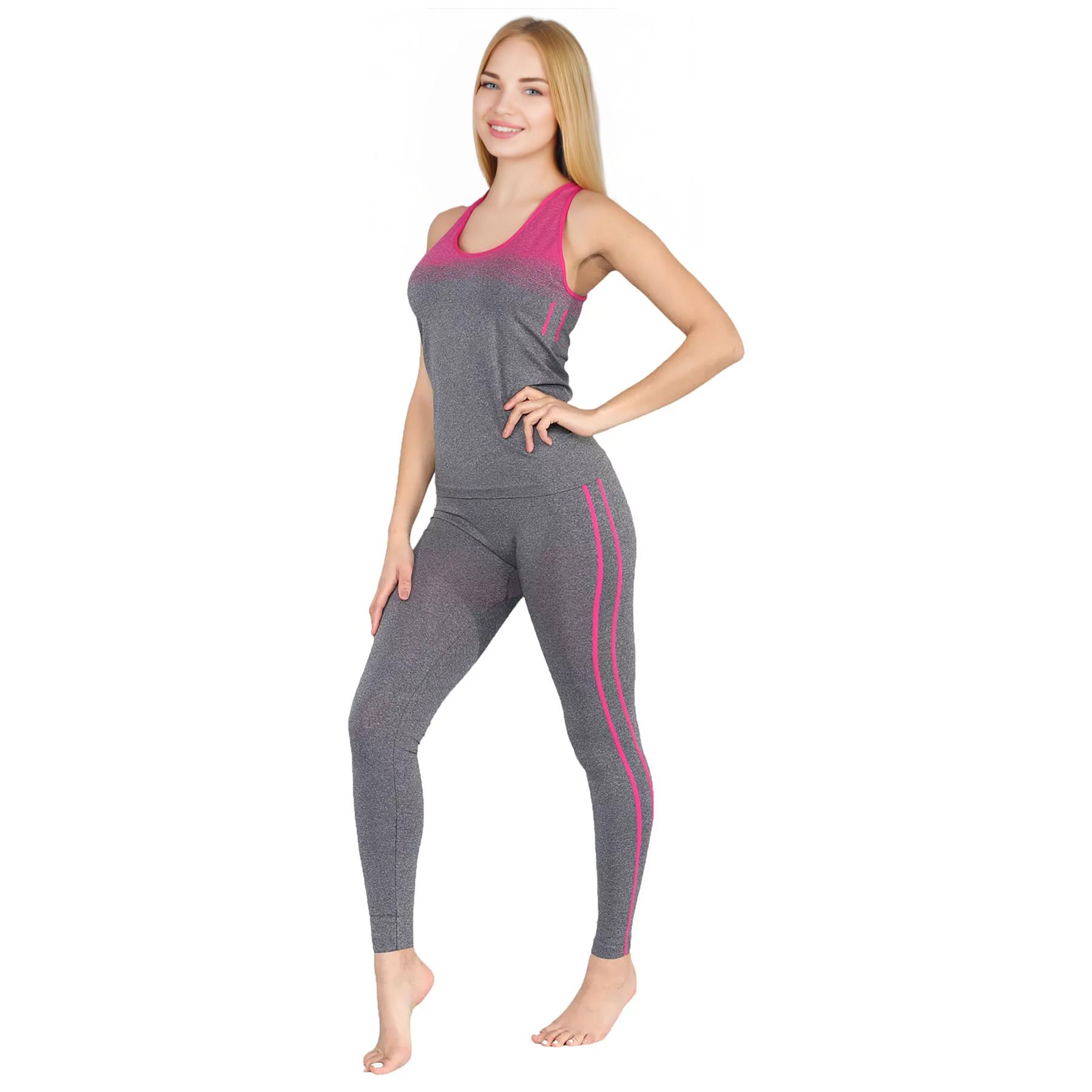 Ladies Tracksuits Gym Wear Vest Tops Leggings Exercise Fitness Yoga Fitness Suit - Picture 11 of 22