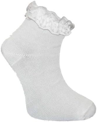 3,6,12 Pairs Kids Girls Frilly Lace Trim Socks Back To School Ankle Sock Uniform - Picture 25 of 26