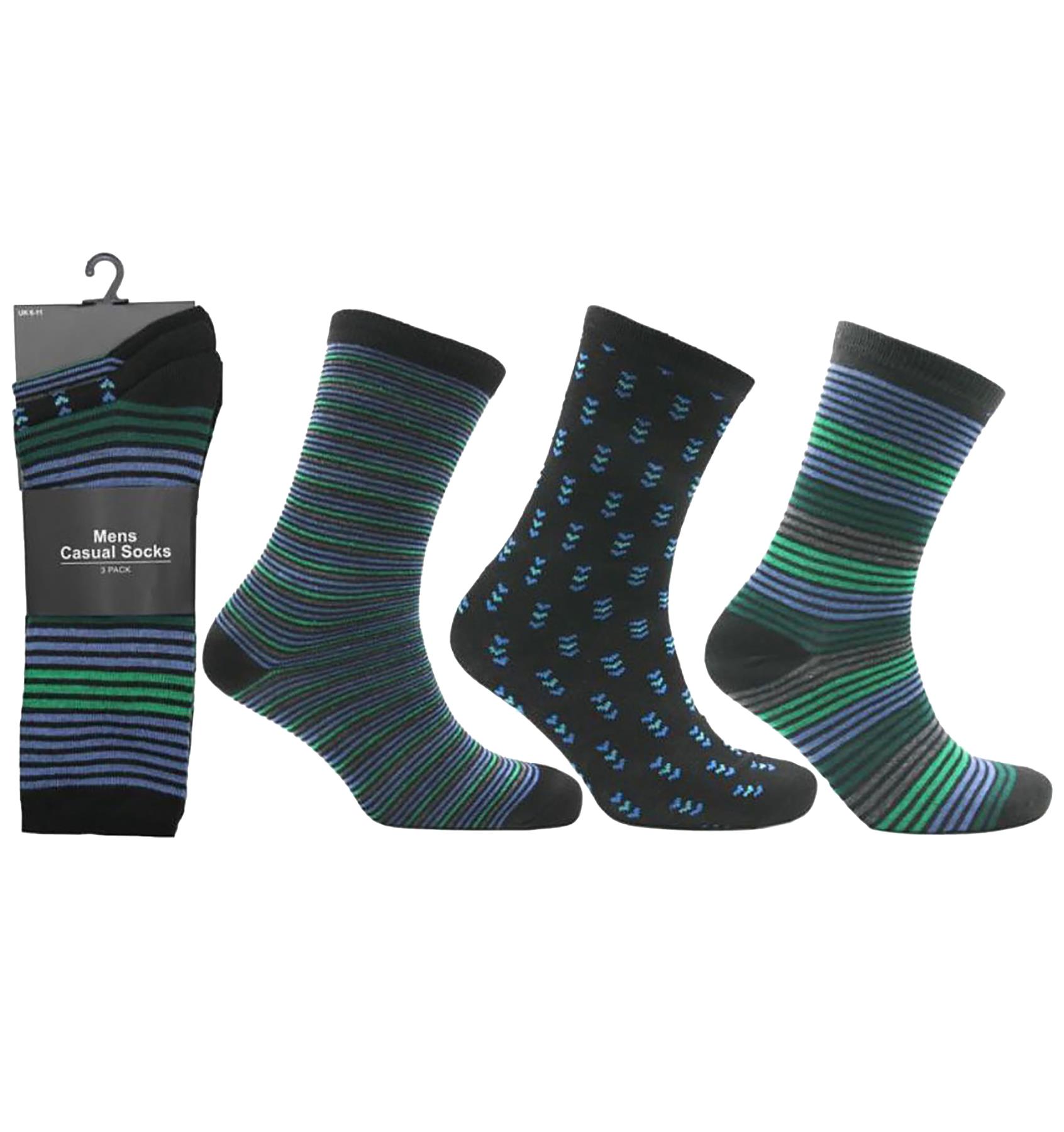 Mens Socks 3,6 Pairs Stripes Design Cotton Rich Everyday Work Ankle Size UK 6-11 - Imagen 8 de 10