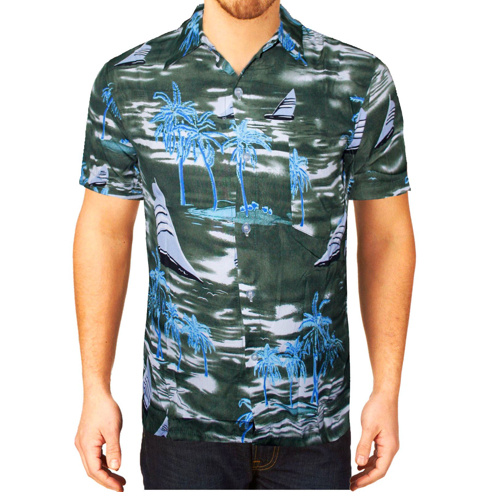 MENS HAWAIIAN DRESS SHIRT SHORT SLEEVE HULA BEACH TOP SUMMER HOLIDAY