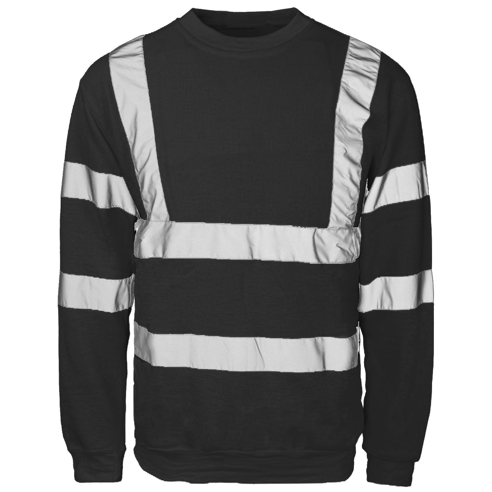 HI VIZ SWEATSHIRT CREW NECK VIS VISIBILITY TOPS FLEECE WORKER REFLECTIVE JUMPER