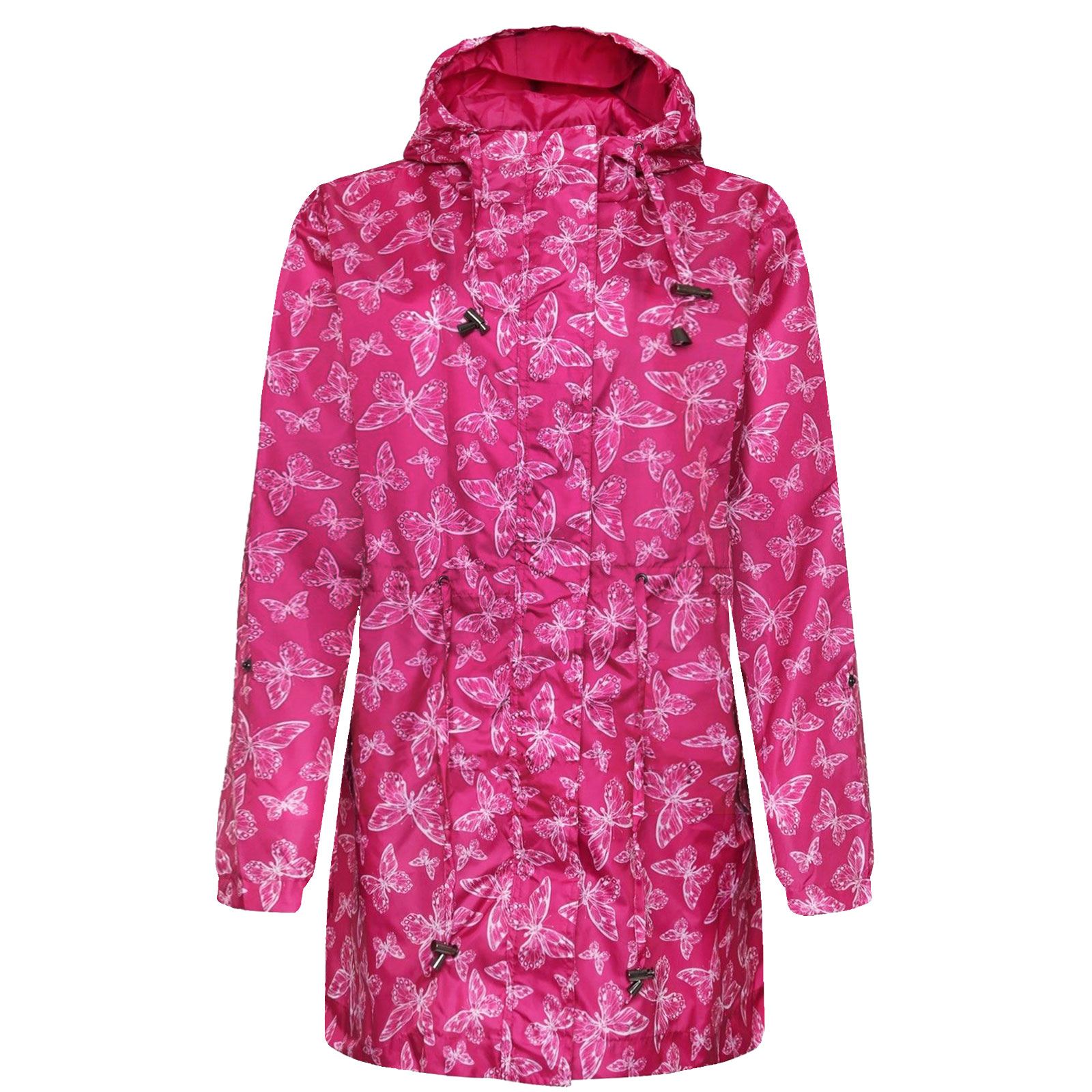WOMENS LADIES RAIN COAT LIGHT SHOWER PROOF FISHTAIL PARKA CAGOULE