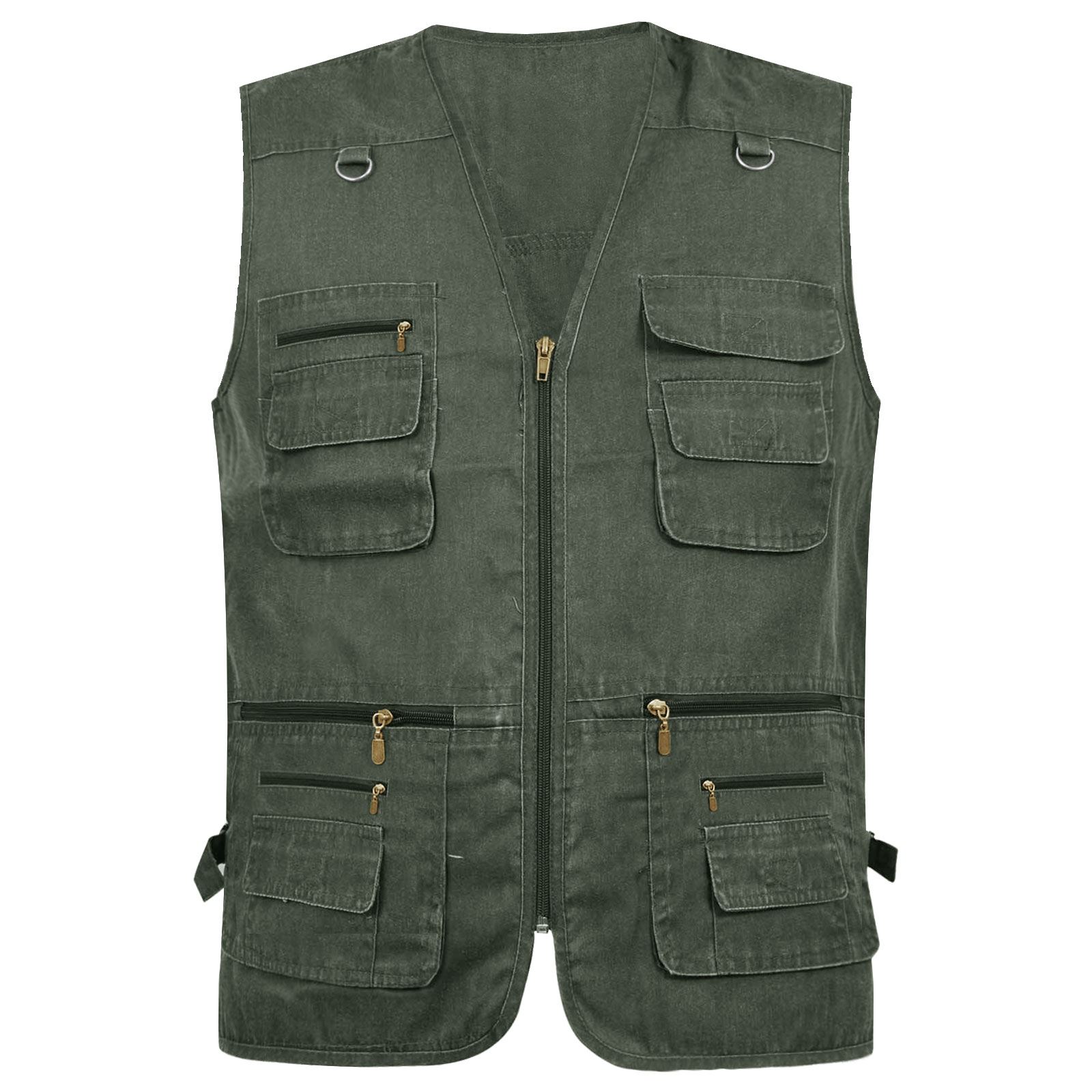 Mens Fishing Vest Body Warmer Gilet Multi Pocket Hiking Waistcoat Utility