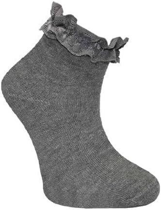 3,6,12 Pairs Kids Girls Frilly Lace Trim Socks Back To School Ankle Sock Uniform - Picture 14 of 26