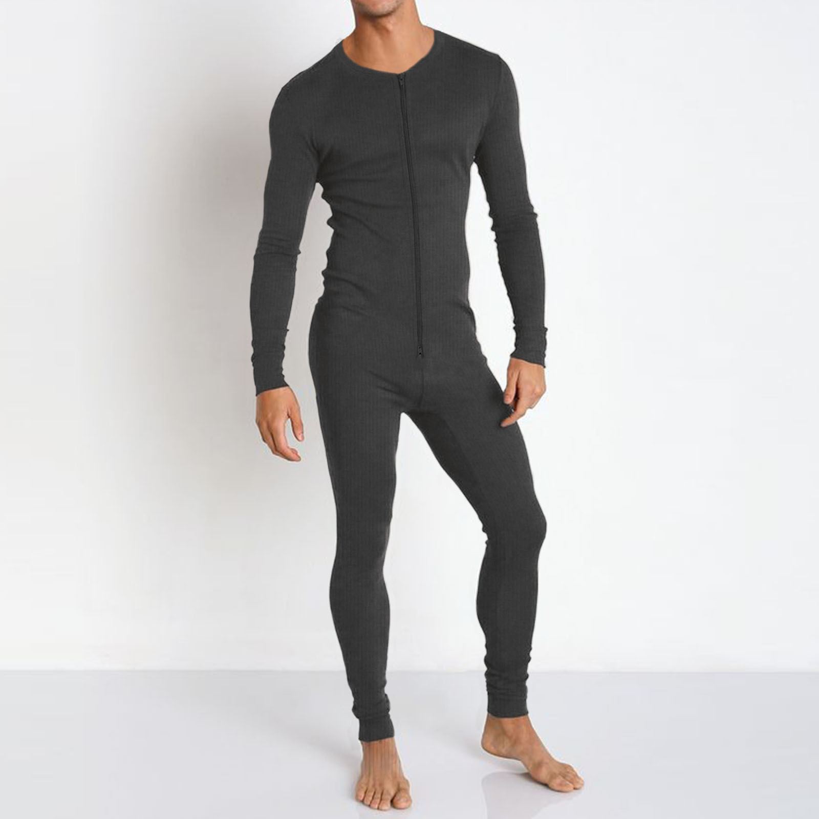 MENS ALL IN ONE THERMAL BODYSUIT JUMPSUIT UNDERWEAR BASELAYER DOUBLE ZIP M3XL eBay