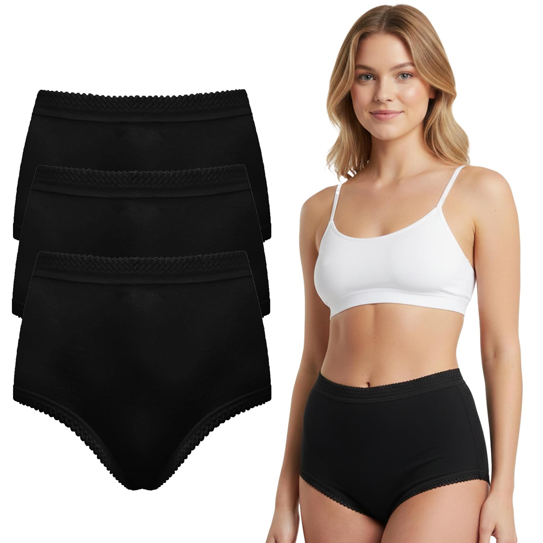 3 Pack Ladies Briefs Maxi, 100% Cotton Full Comfort Fit Underwear Size 10-24