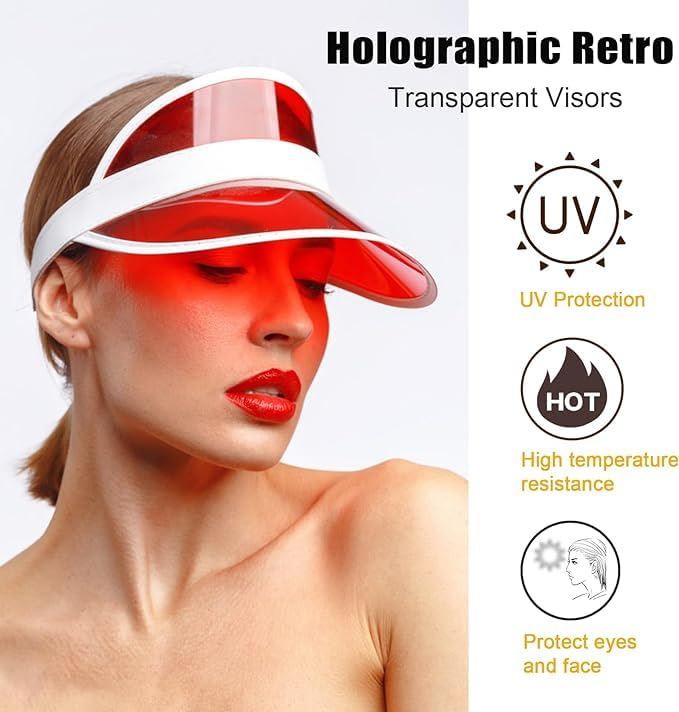 Unisex Neon Retro Sun Visor Hat Headband Cap For Golf Stag Poker Party Hats Lot - Picture 32 of 44