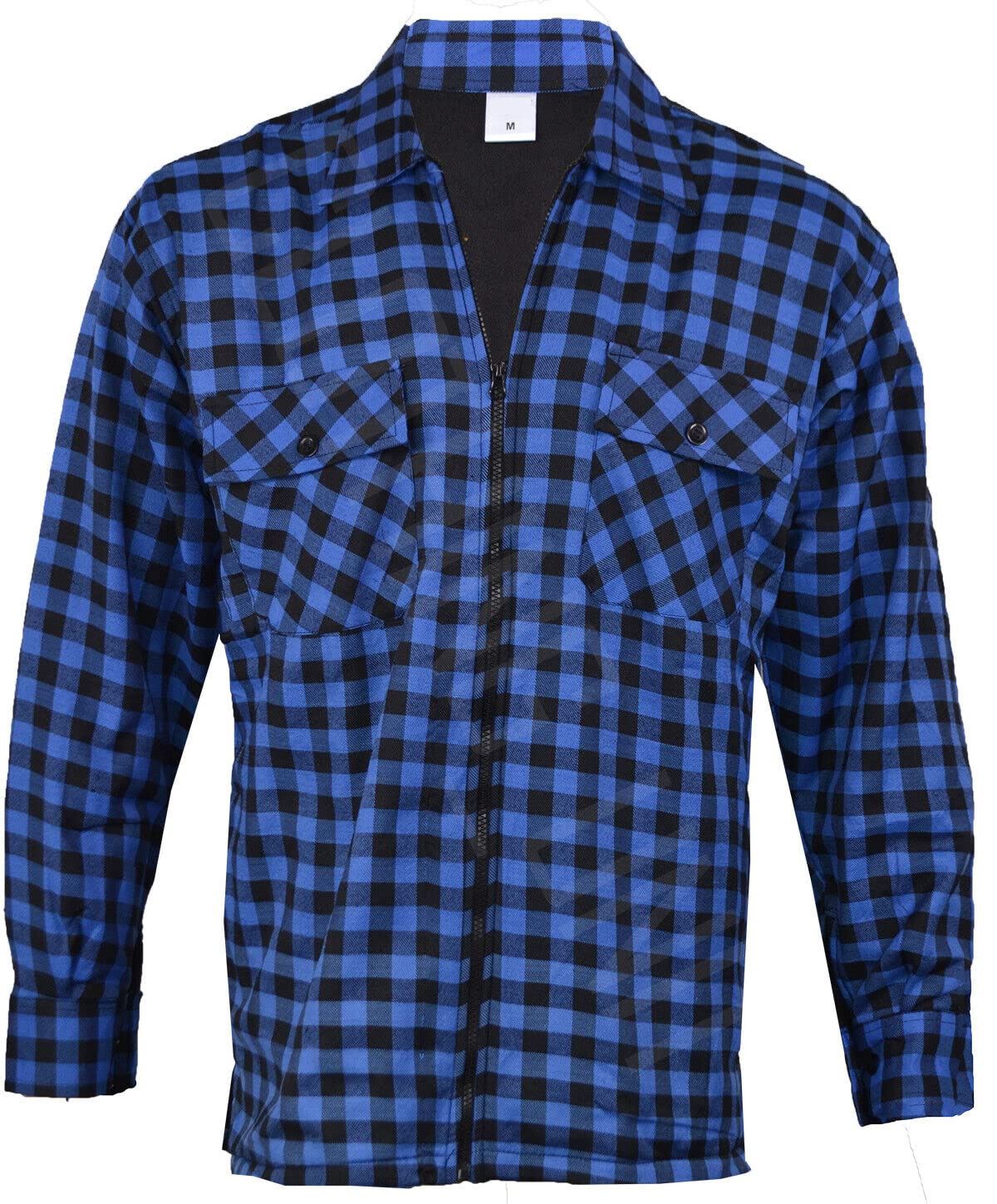 Mens Lumberjack Flannel Padded Shirts Jacket Quilted Thermal Fleece