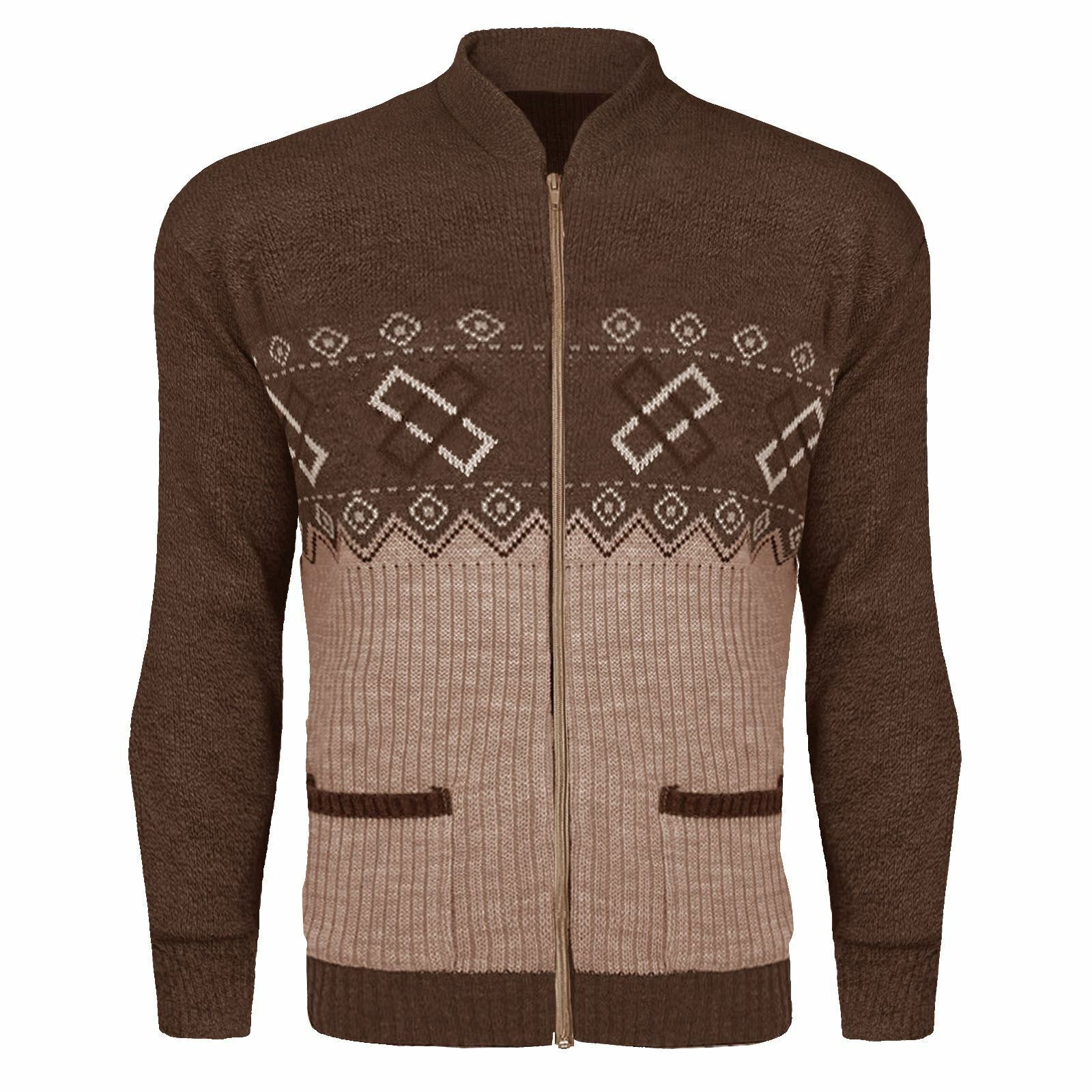 NEW MENS CLASSIC ZIP UP CARDIGAN ARGYLE 