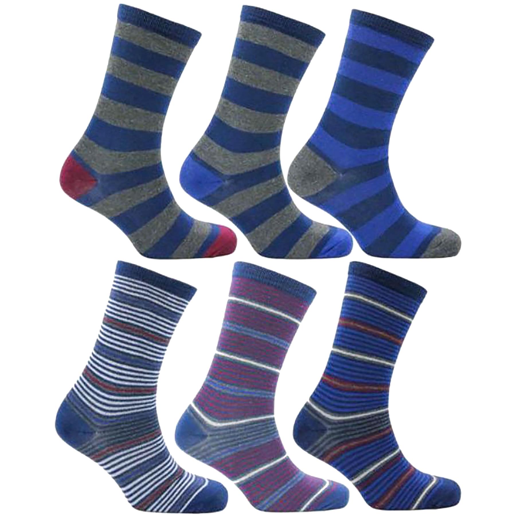 Mens Socks 3,6 Pairs Stripes Design Cotton Rich Everyday Work Ankle Size UK 6-11 - Imagen 6 de 10