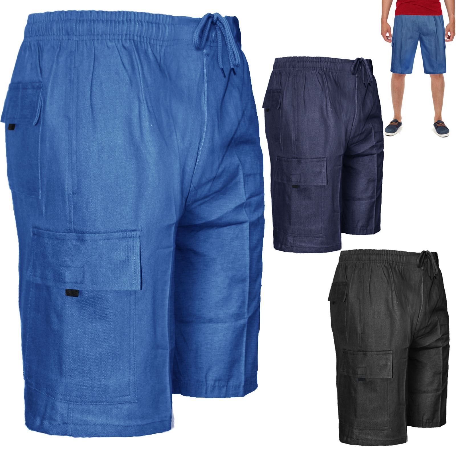 MENS KNEE LENGTH SHORTS CARGO COMBAT POCKETS SUMMER POLYESTER COTTON