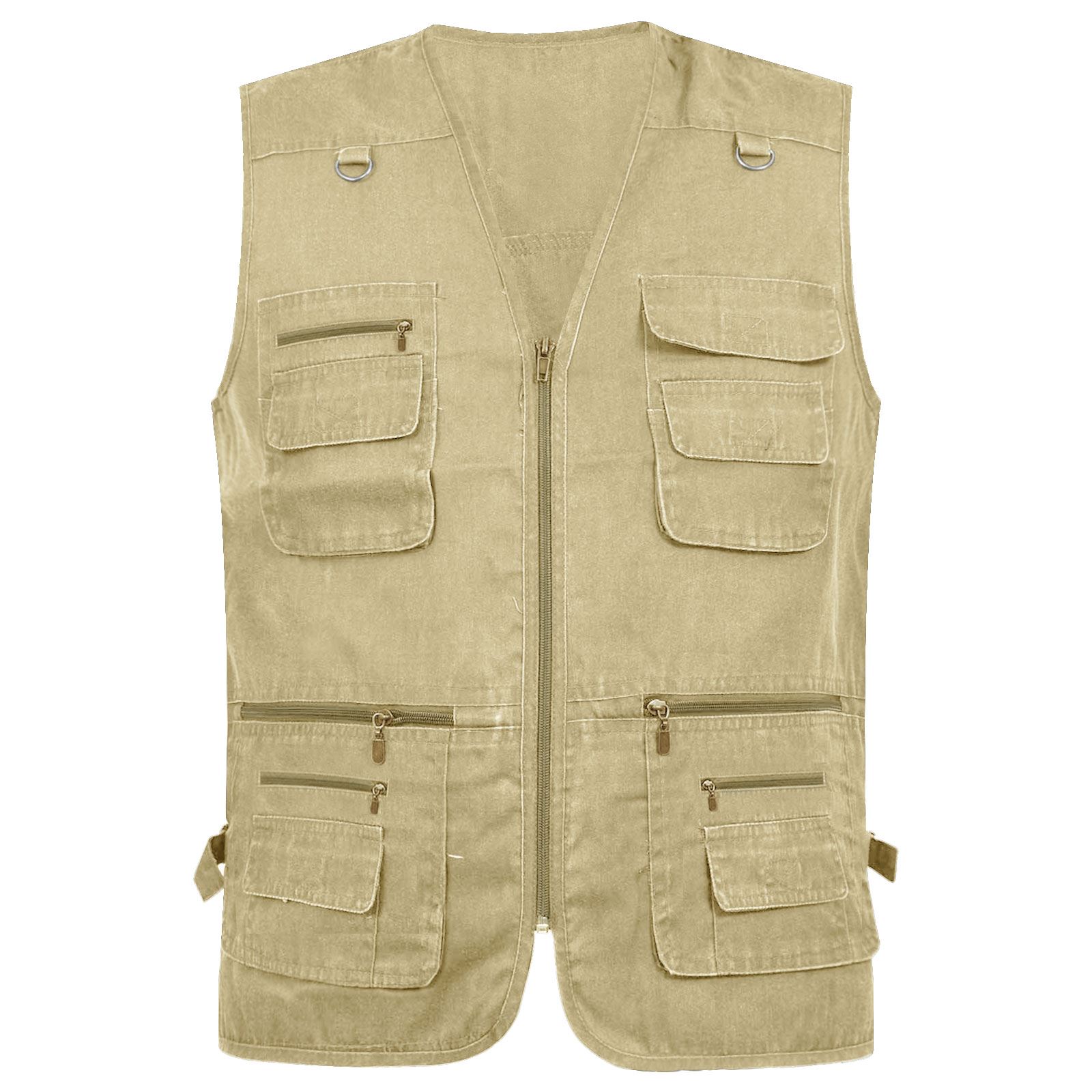 Men’s Multi Pocket Waistcoat Safari Vest Gilet Jacket Fishing Hunting ...