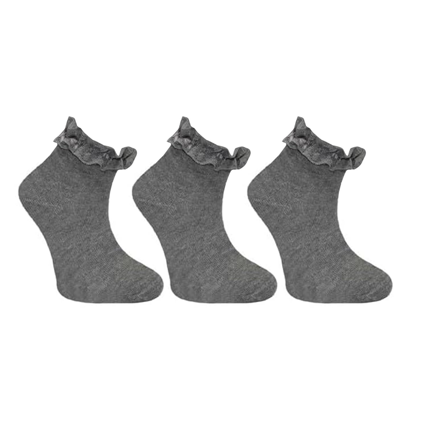 3,6,12 Pairs Kids Girls Frilly Lace Trim Socks Back To School Ankle Sock Uniform - Picture 13 of 26