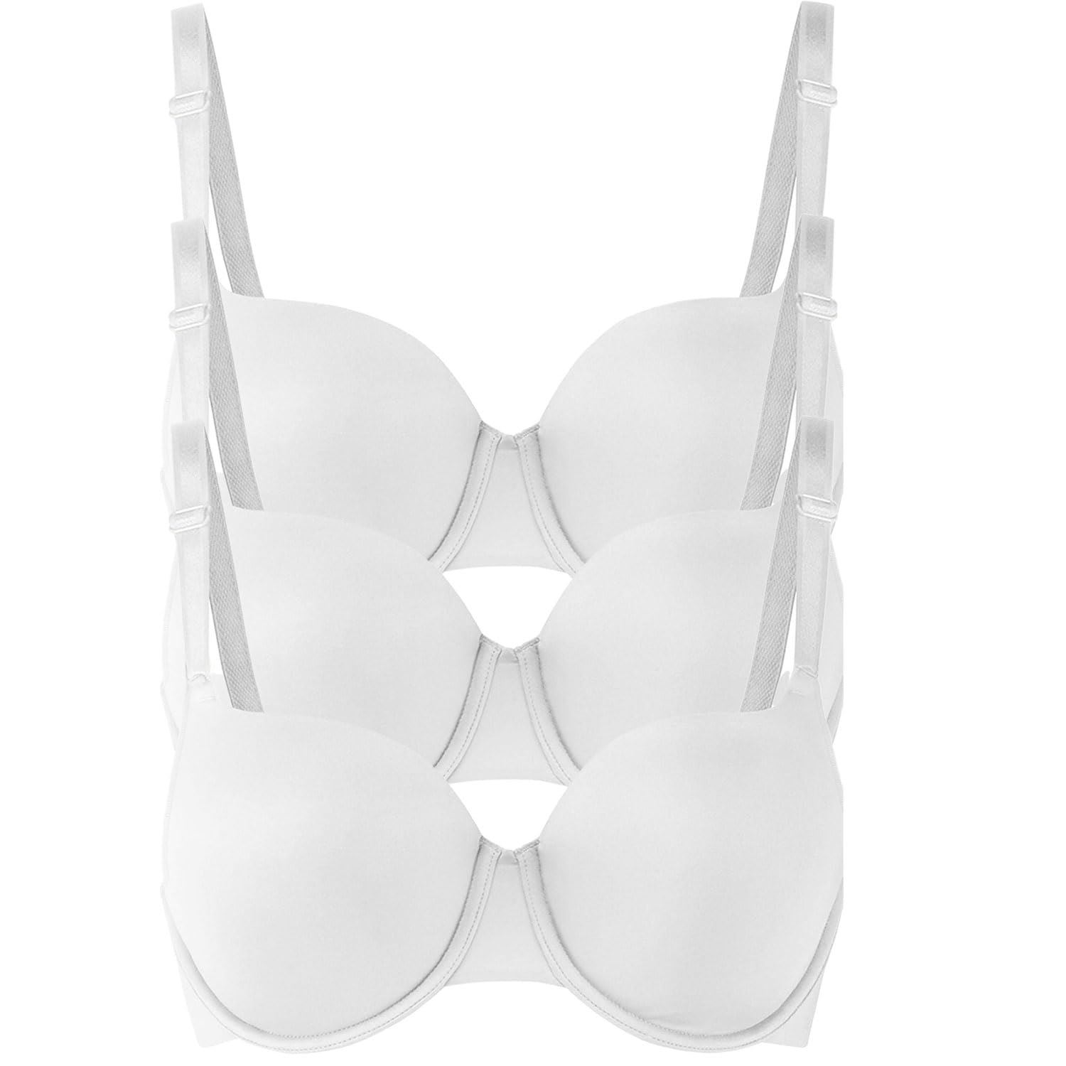 3 Pack Ladies Women's T-Shirt Full Cup Coverage Bra Sleep Padded Comfort Support - Picture 5 of 5