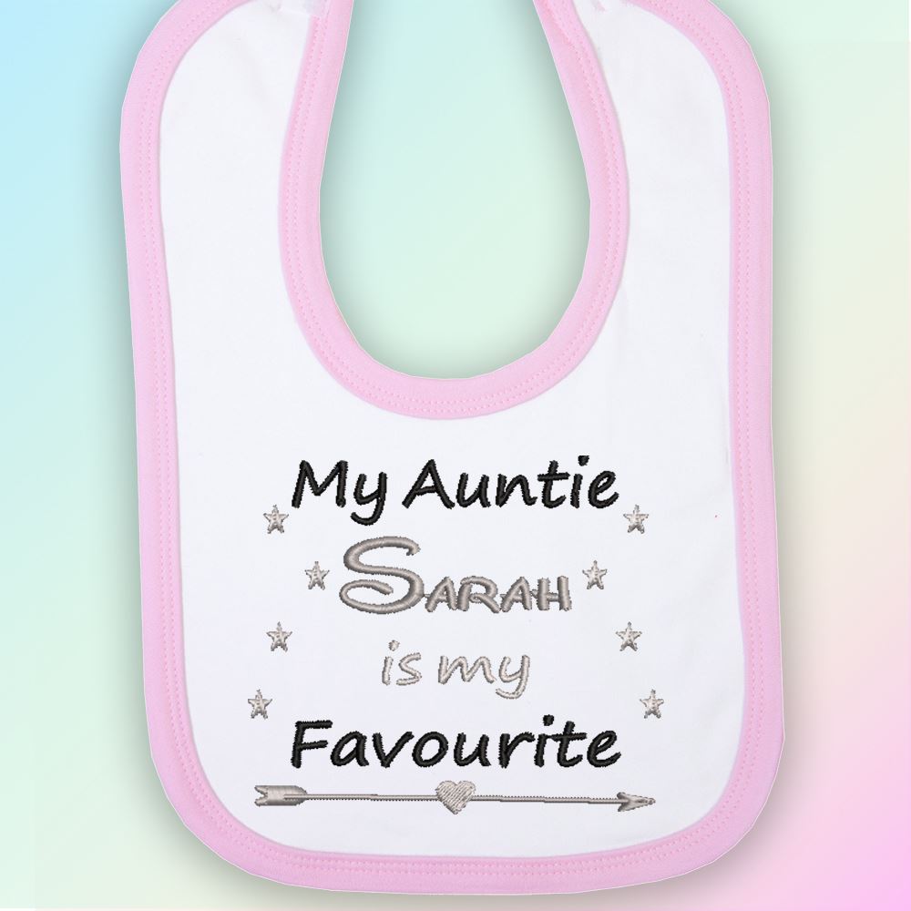 Personalised Favourite Auntie Embroidered Baby Bib Gift Funny Aunt eBay