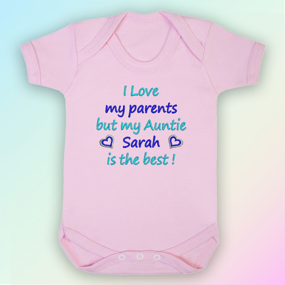 My Auntie Is Best Embroidered Baby Vest Gift Personalised Aunty Fun