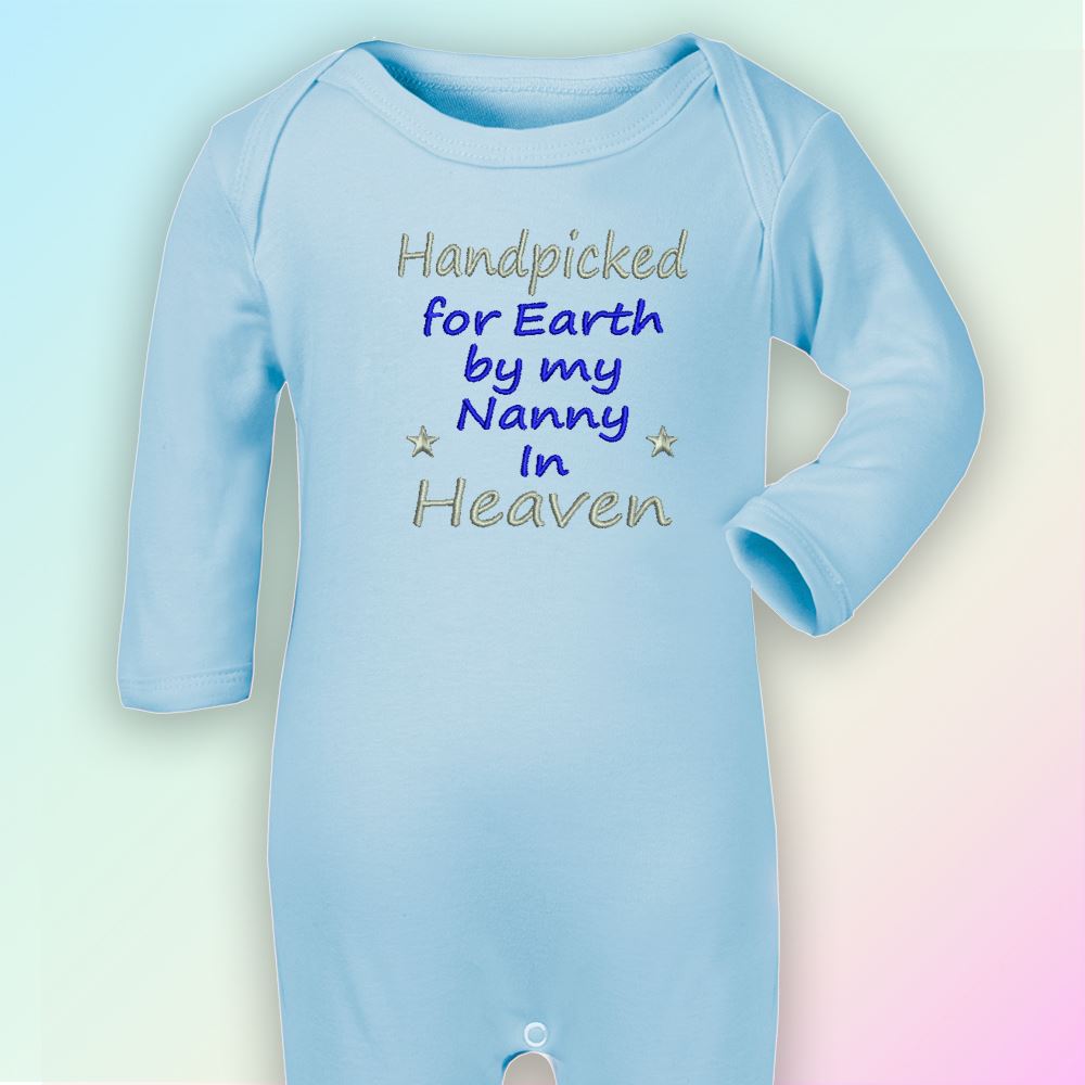 Royal Blue Thread I Love My Sister 0-3 Months Embroidered Sleepsuit in Baby Blue