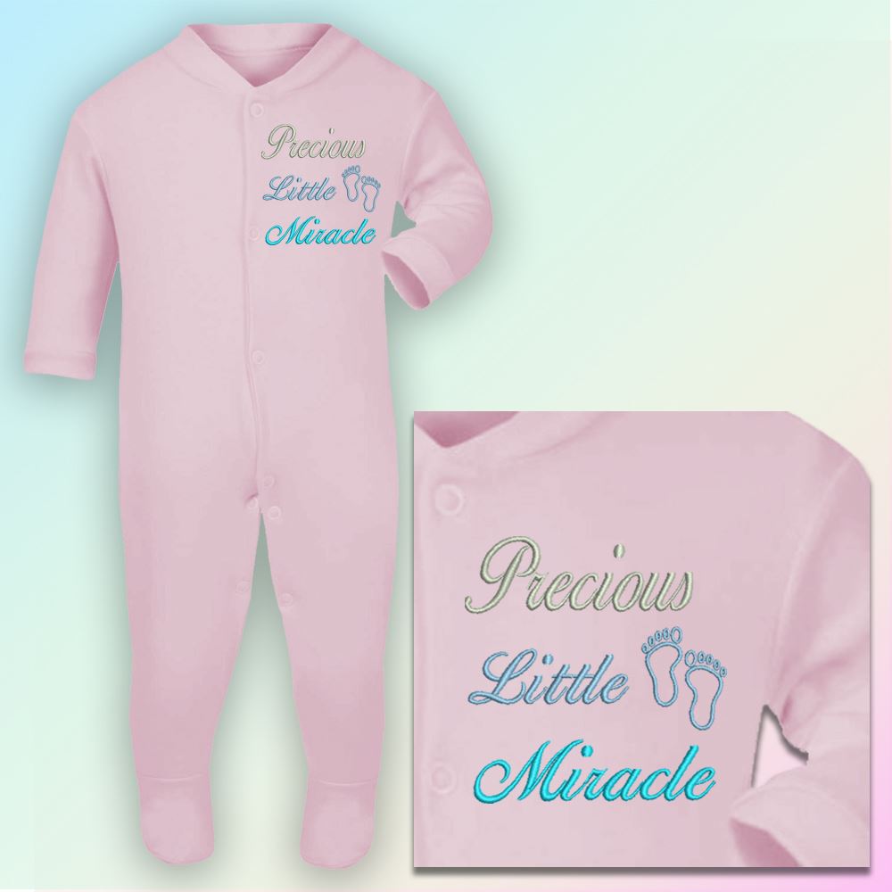 Precious Little Miracle Embroidered Baby Vest Gift Rainbow Unisex