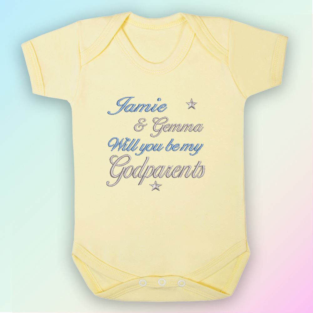 Will You Be My Godmother Embroidered Baby Vest Gift Personalised Godparent