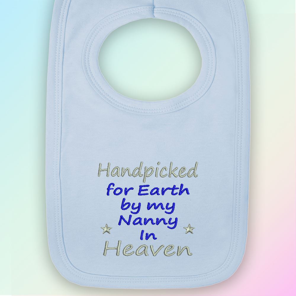 Handpicked for Earth Nanny Embroidered Baby Pull-Over Bib Gift Heaven Nan Nanna