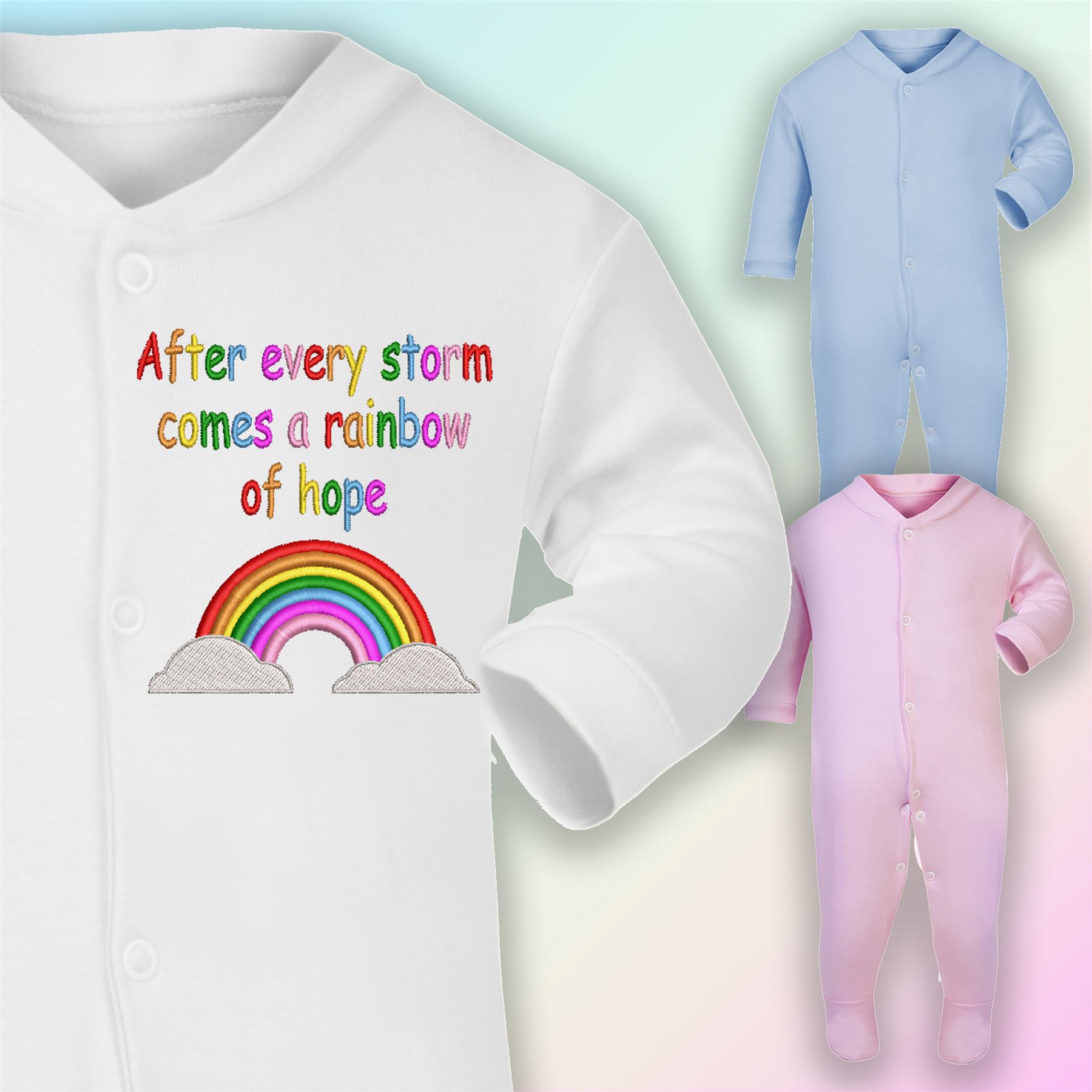 baby rainbow sleepsuit