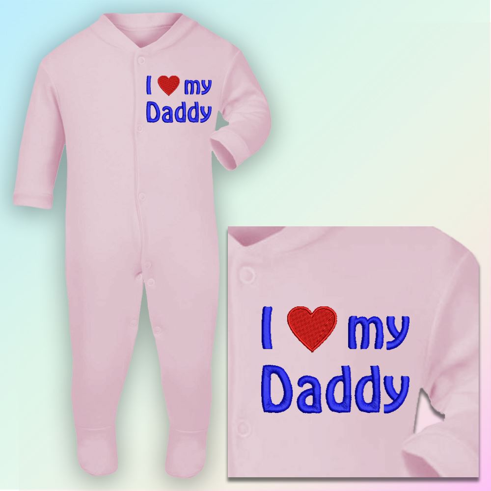 I Love My Daddy Embroidered Baby T-Shirt Gift Dad Father Day