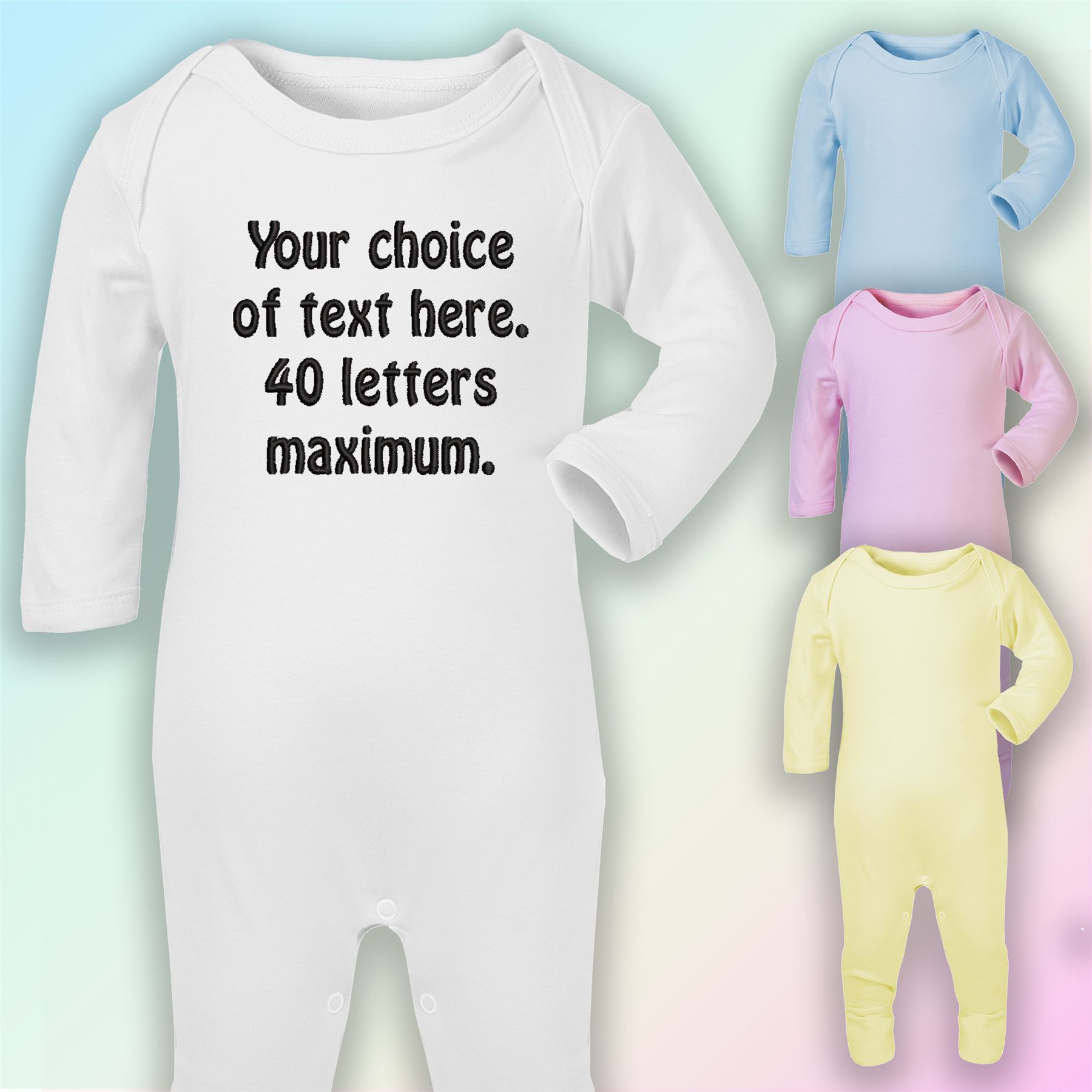 Personalised Embroidered Baby Romper Babygrow Gift Custom Text eBay