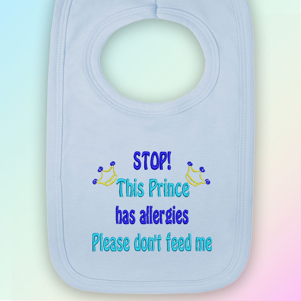 This Princess has Allergies Embroidered Baby Pull-Over Bib Gift Girl Allergy