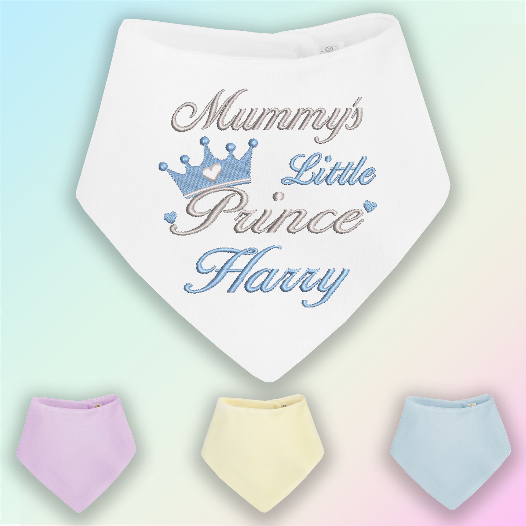 New Baby ANY NAME Personalised Baby Bandana Dribble Bib Embroidered Gift