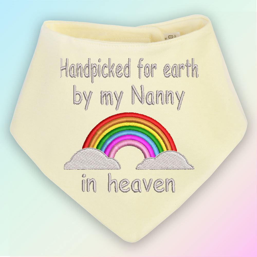 Handpicked Grandad In Heaven Embroidered Baby Bandana Dribble Bib Gift Rainbow