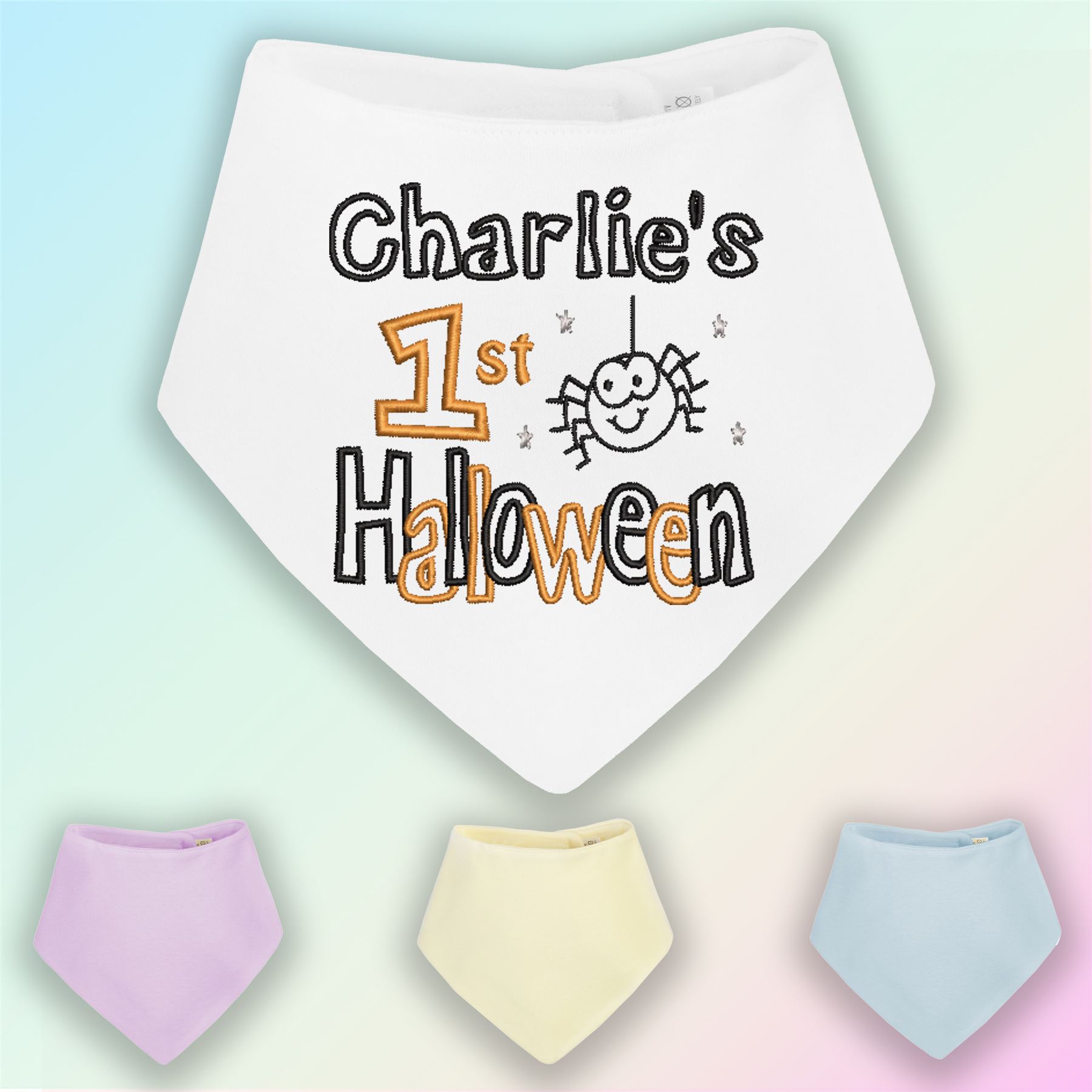 1st Birthday Rainbow Embroidered Baby Bandana Dribble Bib Gift Personalised