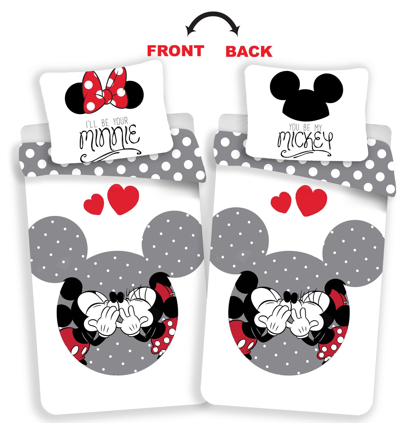 Disney Mickey /& Minnie Single Duvet Cover Set Cotton 140x200