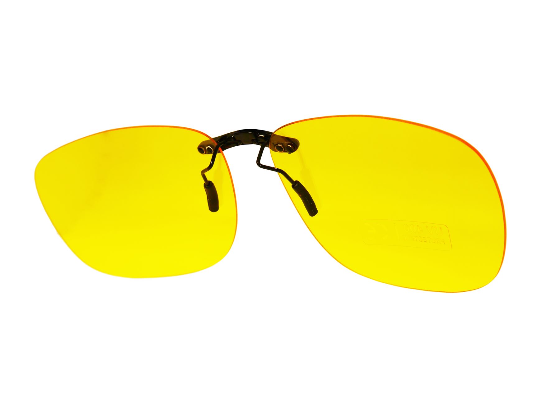 Univo UV400 Clip On Flip Up Sunglasses Mens Womens Yellow eBay