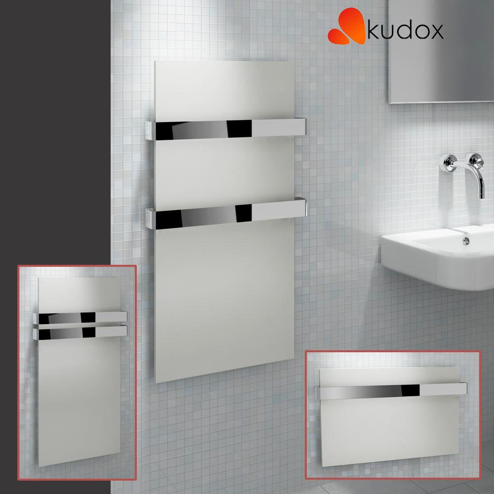 Kudox "Ikon" Designer White Heated Towel Rail Radiator with Chrome