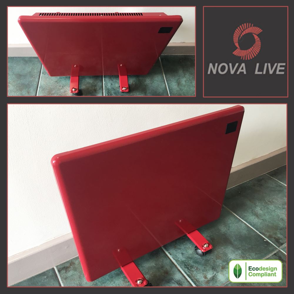 Red Electric Panel Heater + Feet 1000W Electric Panel Heater Red Nova