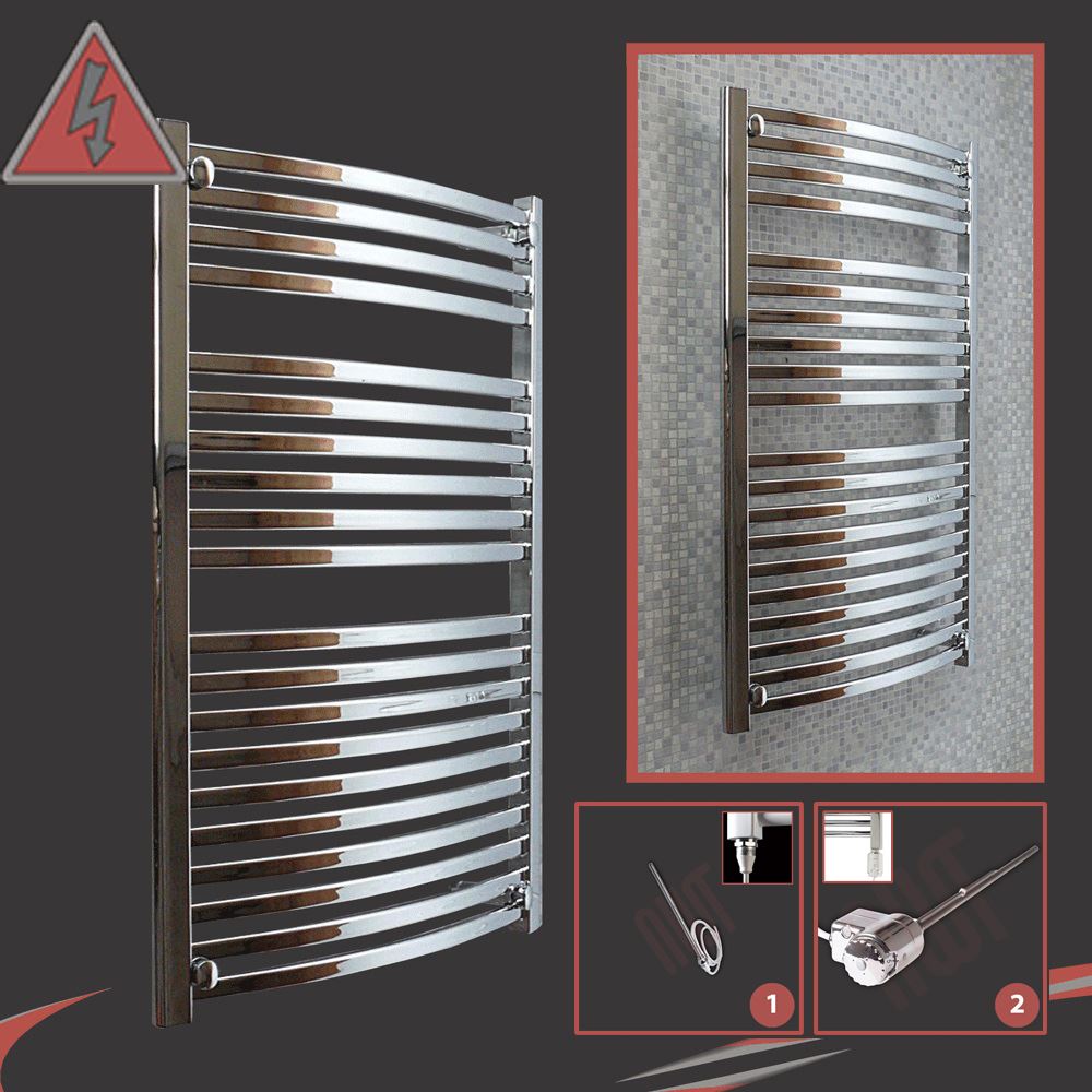 Pre-Filled Electric /"Ellipse/" Chrome Towel Rail 400W//600W h x 1400mm w 600mm
