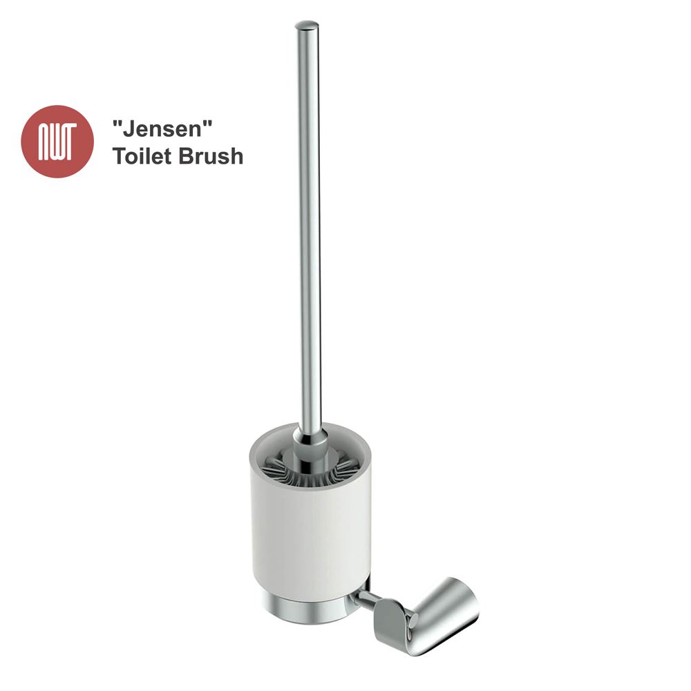 /"Shogun/" Chrome /& White Ceramic Wall Mounted Toilet Brush Holder